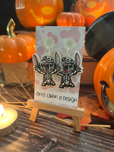 Skeleton Stitch Glow in the Dark Dangle Earrings
