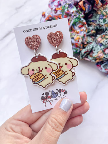 Pancake Puppy Dangle Earrings