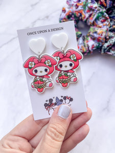 Strawberry Bunny Dangle Earrings