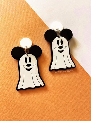 Ghost Mouse Acrylic Dangle Earrings